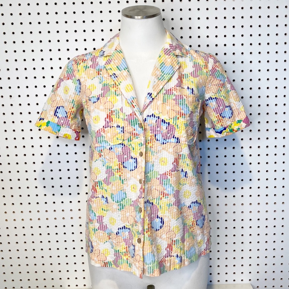 Urban Outfitters | Floral Short Sleeve‎ Button Down Collared Shirt Sz. XS